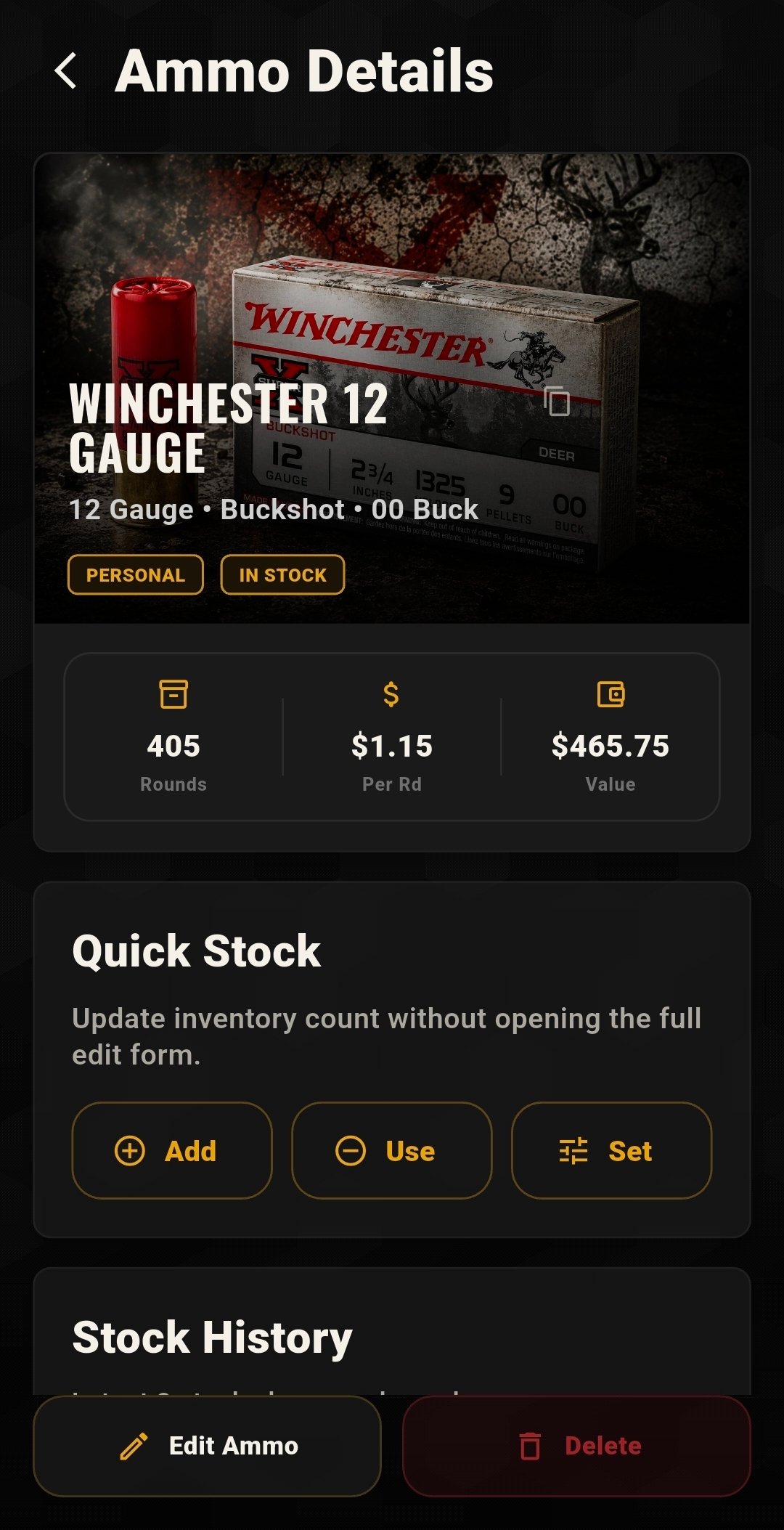 Ammo detail quick stock